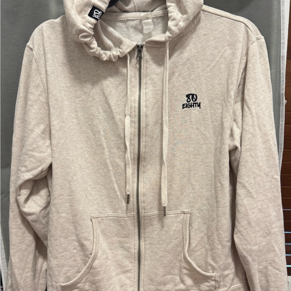 80 Eighty Zip-Up Hoodie in Beige